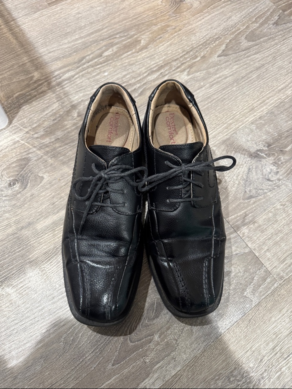 comfort plus by Predictions Men's Black Leather Lace-Up Oxfords